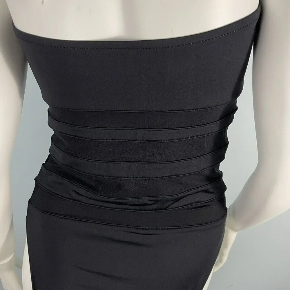 La Blanca‎ Halter Sheer Striped Slimming One Piece Swimwear Black Size 10